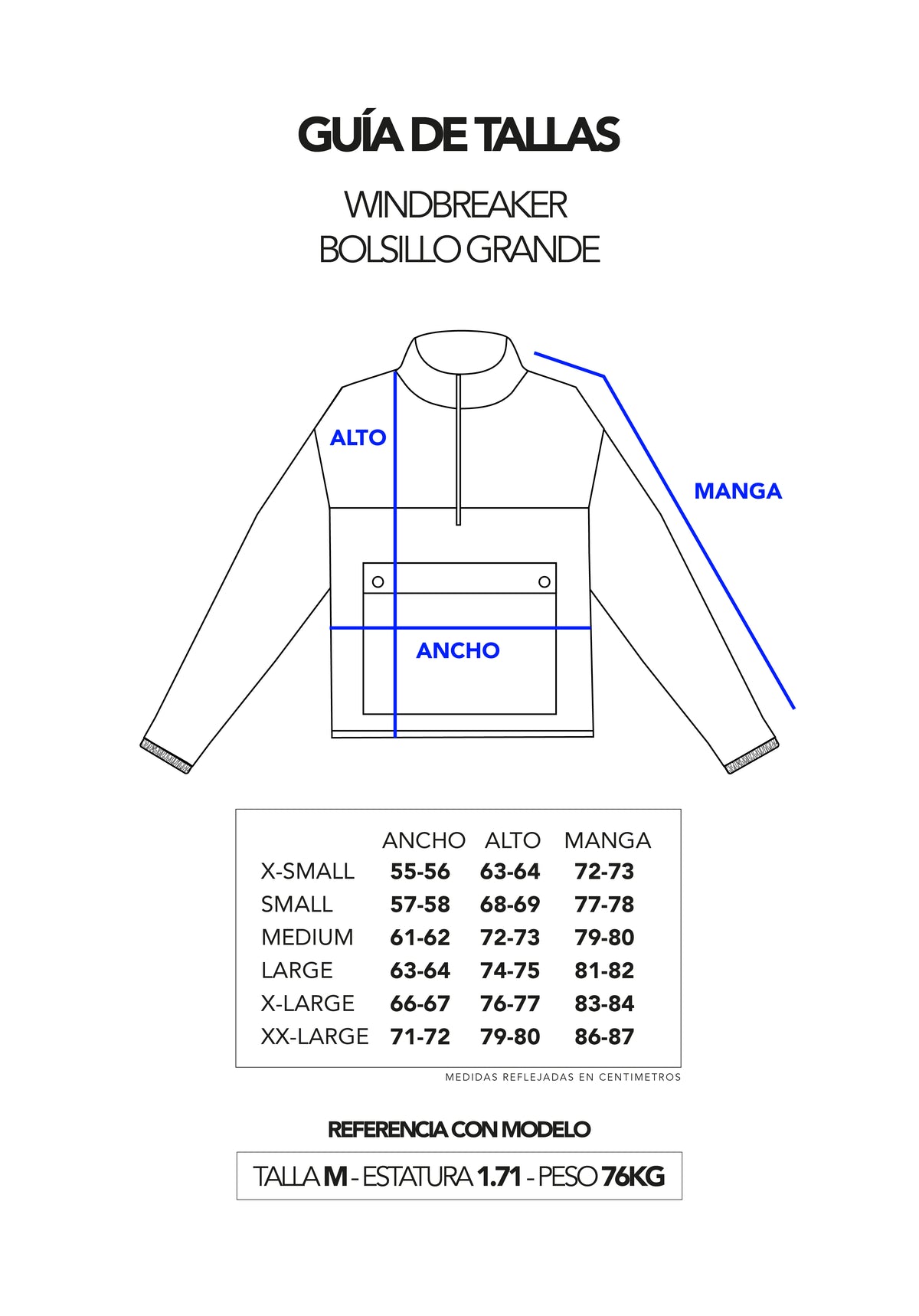 Guía de tallas - Windbreaker Big Pocket - White