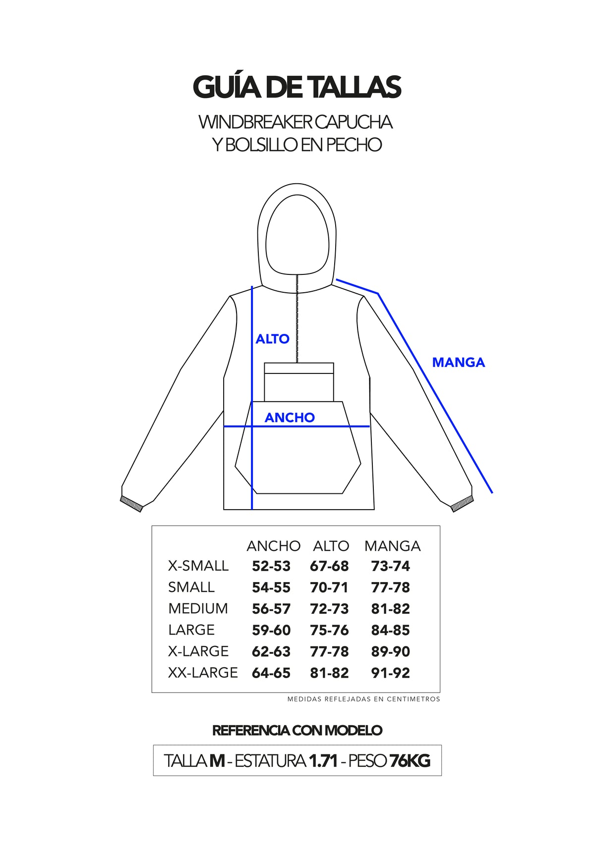 Guía de tallas - Windbreaker Hoodie - White