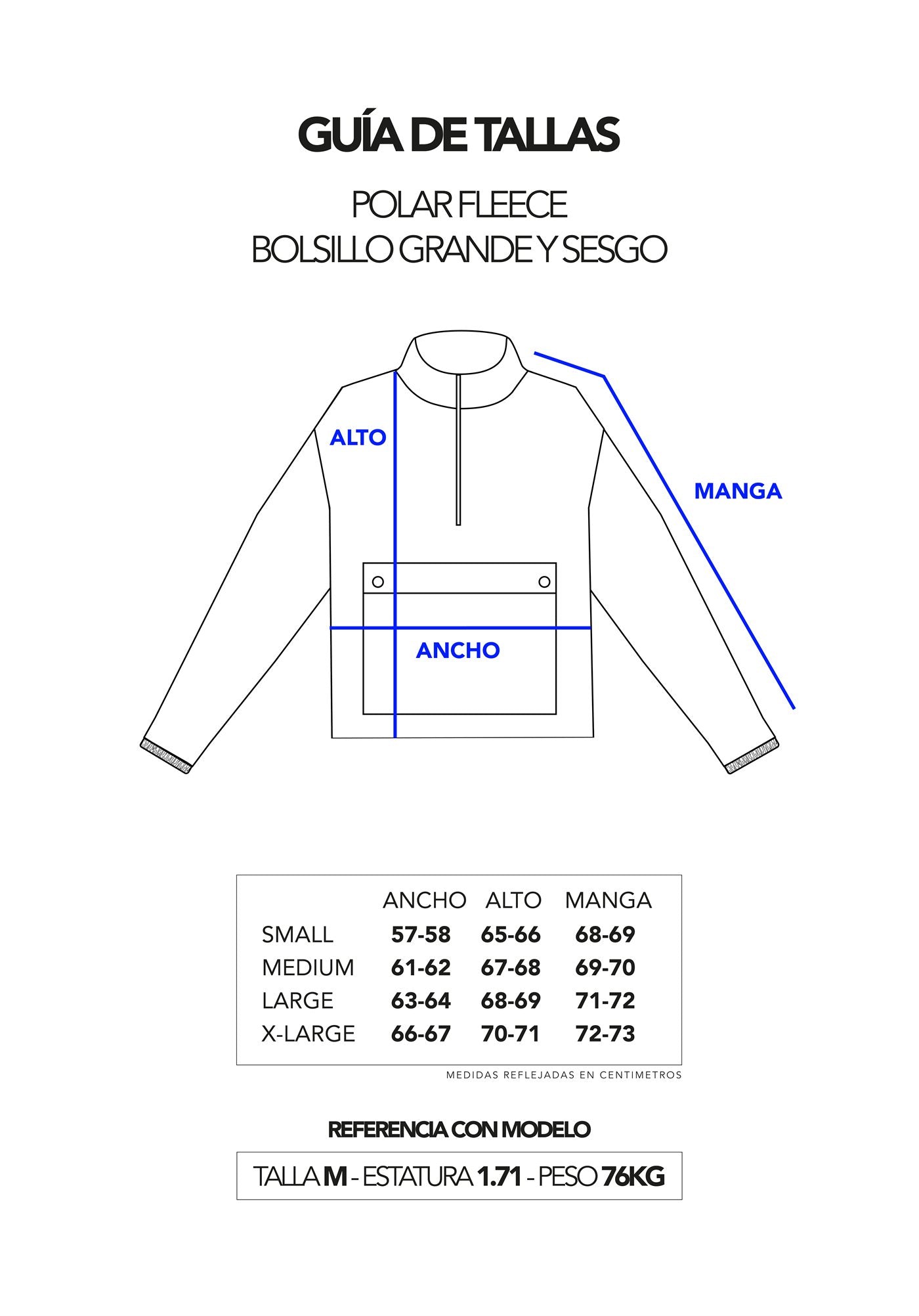 Guía de tallas - Fleece - Sherpa